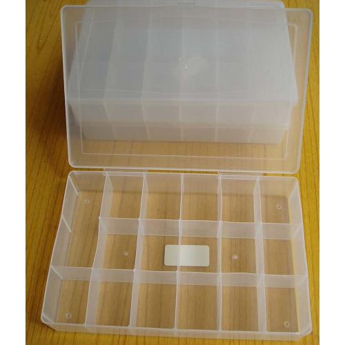 BOXES - 3 PLASTIC STORAGE BOXES CLIP DOWN LIDS, fixed dividers, used. COLLECTION ONLY