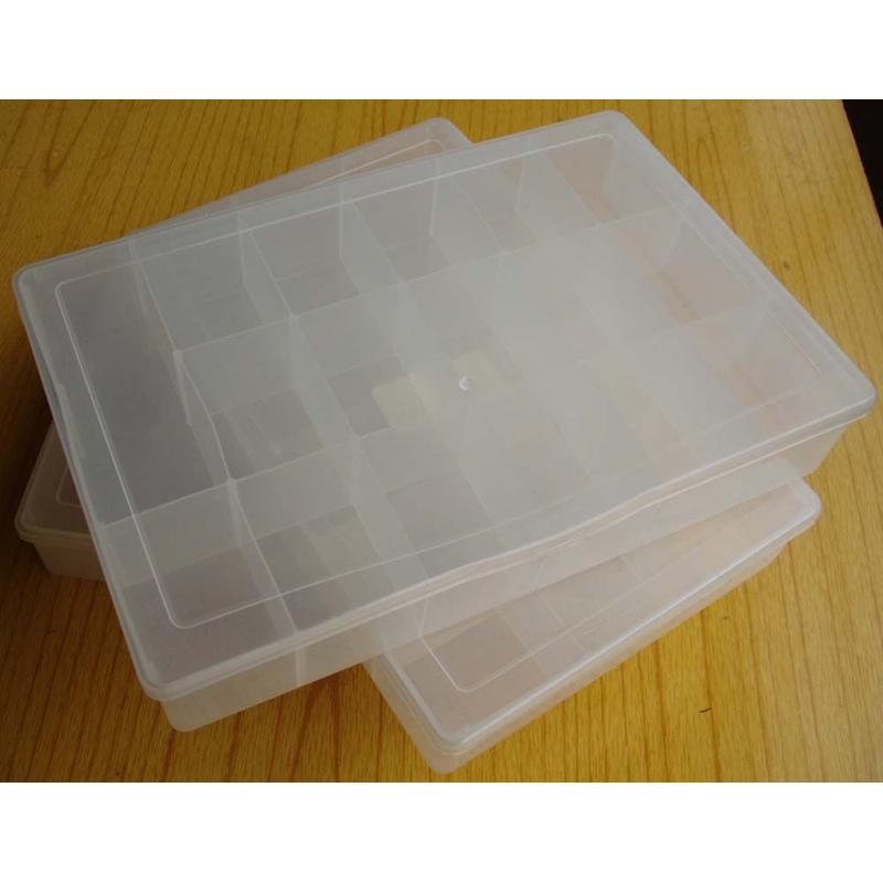 BOXES - 3 PLASTIC STORAGE BOXES CLIP DOWN LIDS, fixed dividers, used. COLLECTION ONLY