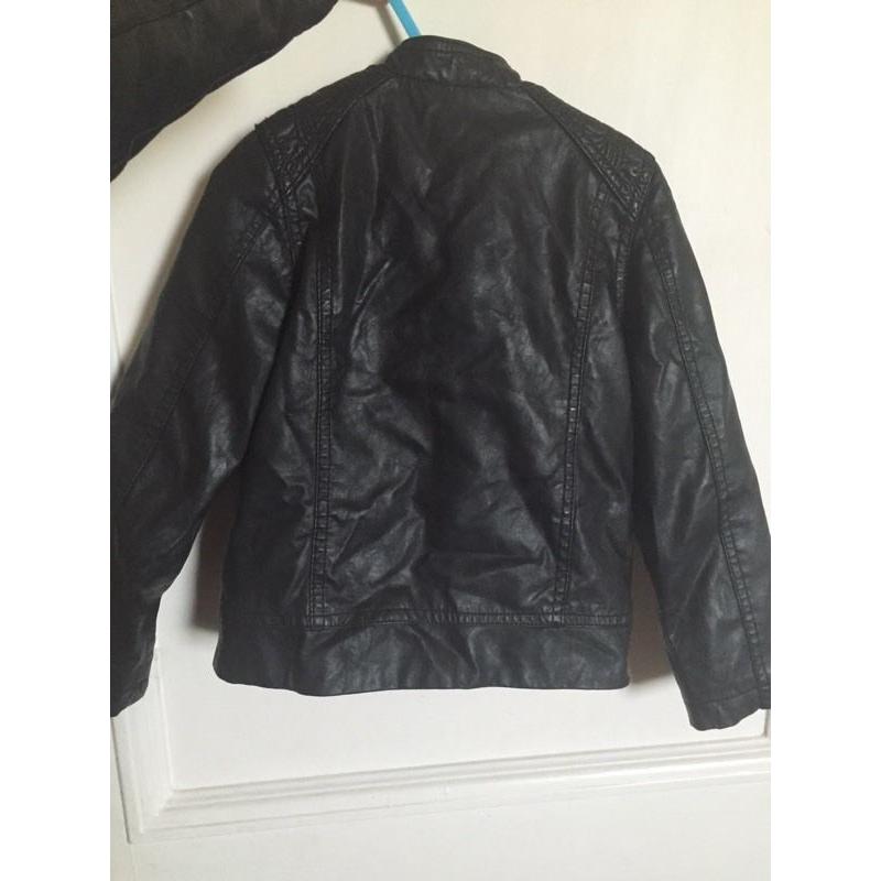 Girls black faux leather jacket age 5-6