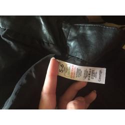 Girls black faux leather jacket age 5-6