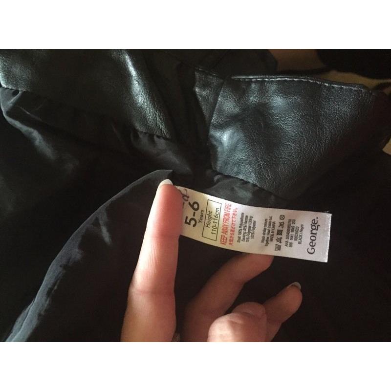 Girls black faux leather jacket age 5-6