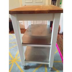 Kitchen Trolley - oak, white and stainless steel