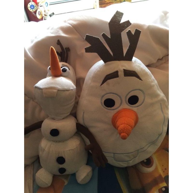 Disney frozen Olaf talking singing toy & bed pillow