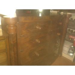 antique walnut veneered chest of drawers