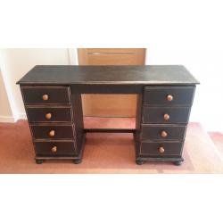Distressed solid pine dressing table in black