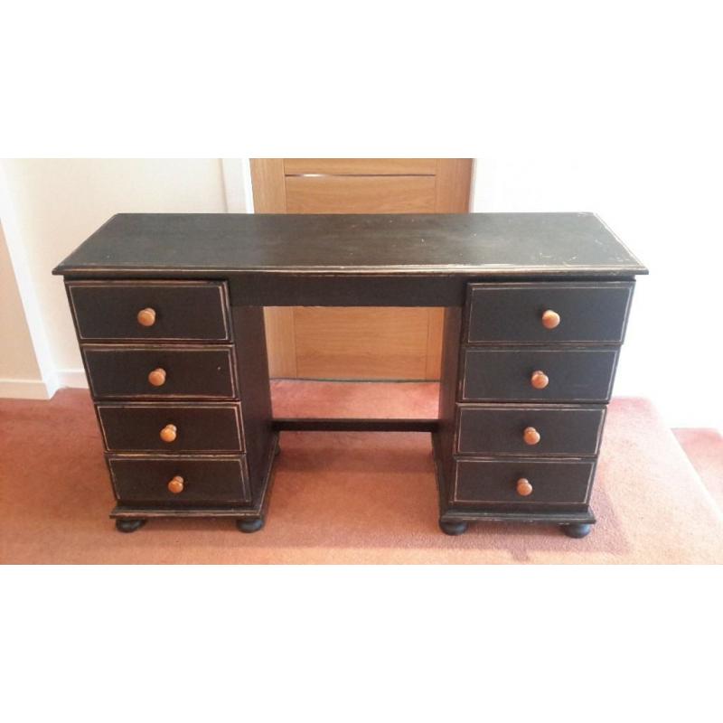 Distressed solid pine dressing table in black
