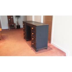 Distressed solid pine dressing table in black