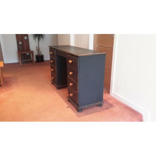 Distressed solid pine dressing table in black