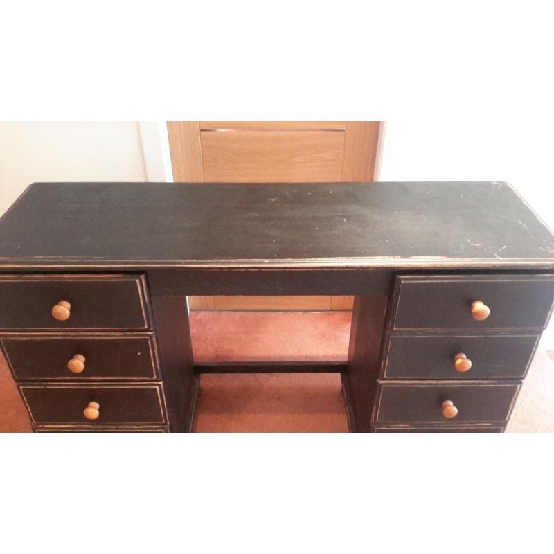 Distressed solid pine dressing table in black