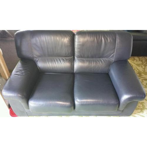 3 + 2 Seater High Quality Italian Black Leather Sofa