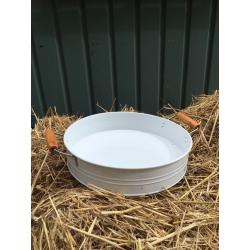 White deep tray with Wooden handles - Used Once - As NEW