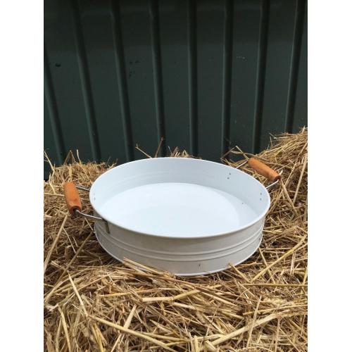White deep tray with Wooden handles - Used Once - As NEW