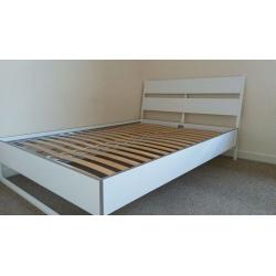 SULTAN by IKEA White Double Bed Frame - Wood and Metal