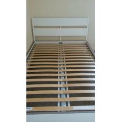 SULTAN by IKEA White Double Bed Frame - Wood and Metal