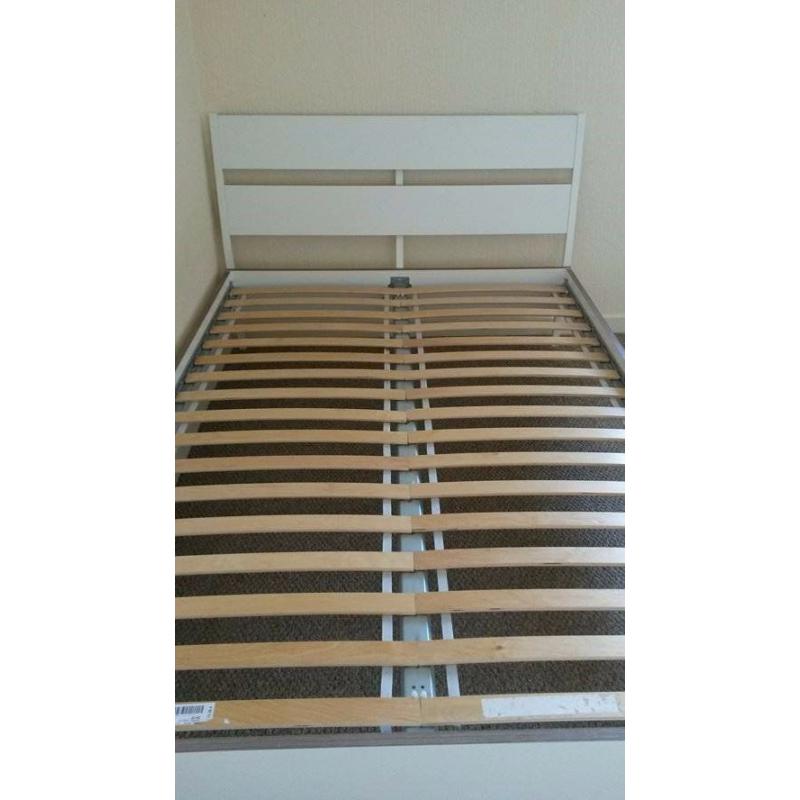 SULTAN by IKEA White Double Bed Frame - Wood and Metal