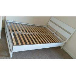 SULTAN by IKEA White Double Bed Frame - Wood and Metal