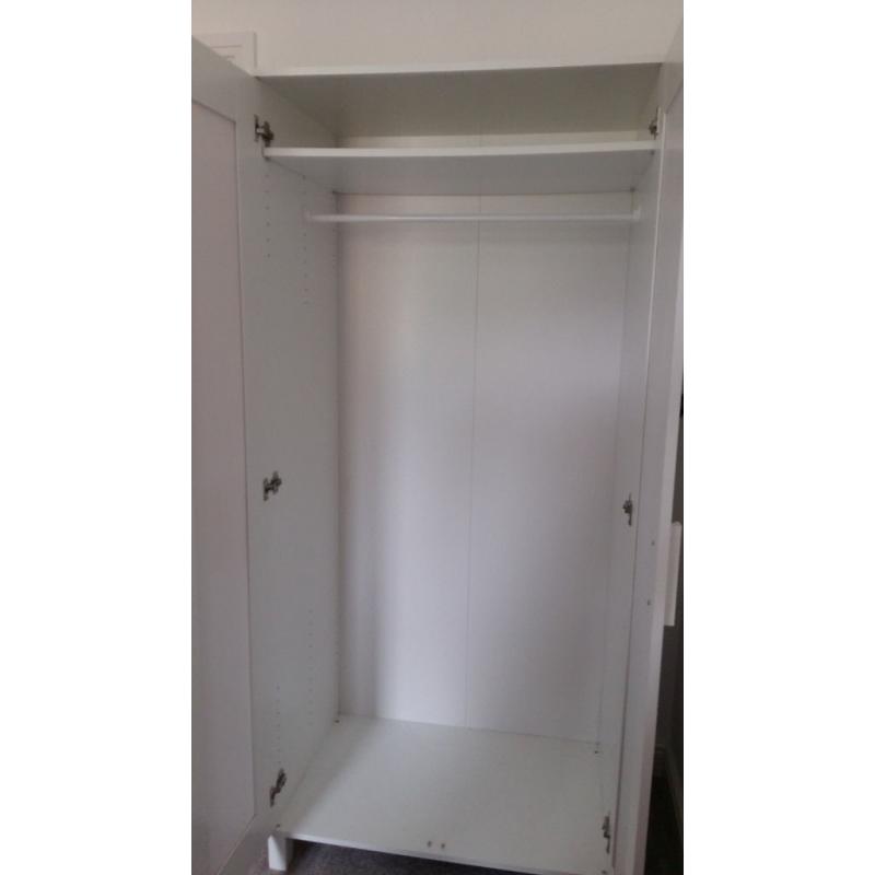 IKEA Aneboda white single wardrobe (180x81x50cm) & pair of chest of drawers (100x80x40cm)