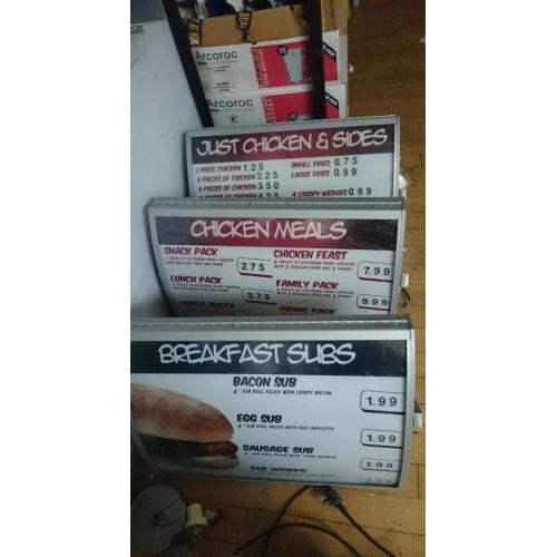 Menu light boxes