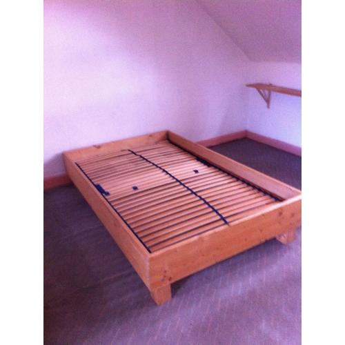Large single bed/small double bed, solid wooden frame & bed base, 1.20 x 2.00m
