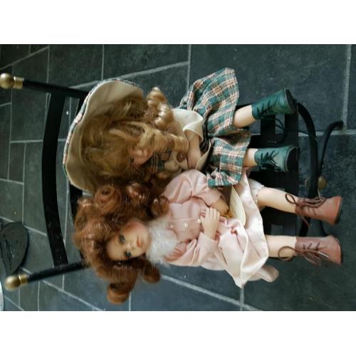 Porcelain dolls and chair