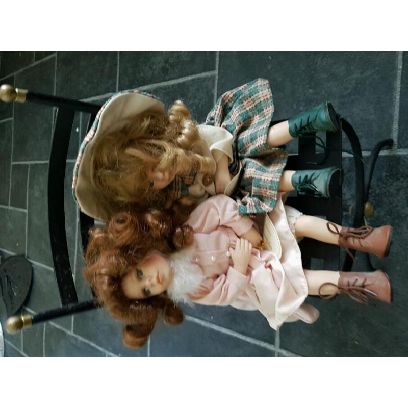 Porcelain dolls and chair