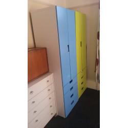 Colourful wardobe x 2 and bedside drawers x 2 (Ikea Stuva)