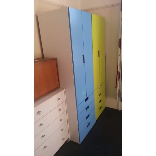 Colourful wardobe x 2 and bedside drawers x 2 (Ikea Stuva)