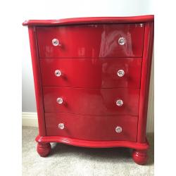 Beautiful red gloss chest of drawers for sale
