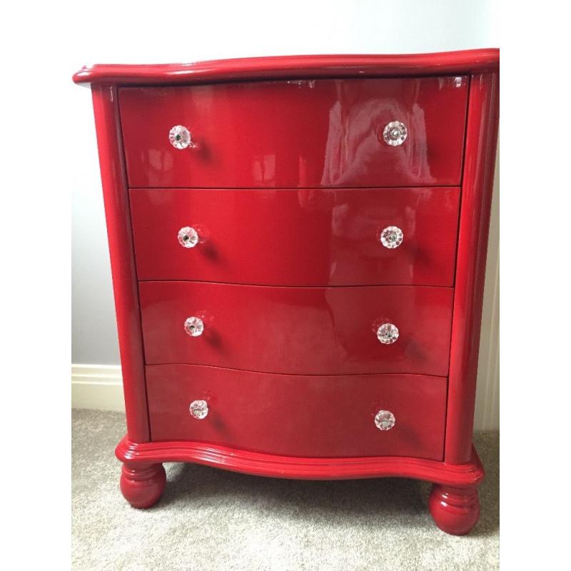 Beautiful red gloss chest of drawers for sale