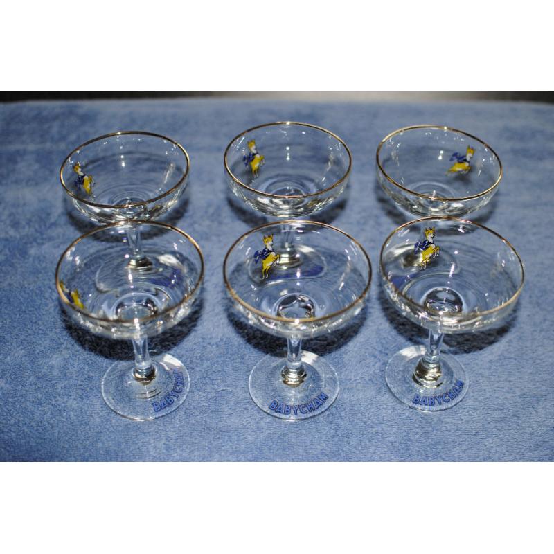 Babycham Glasses Full Set Of Six Retro Vintage Late 60s