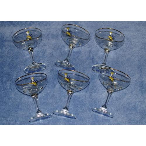Babycham Glasses Full Set Of Six Retro Vintage Late 60s