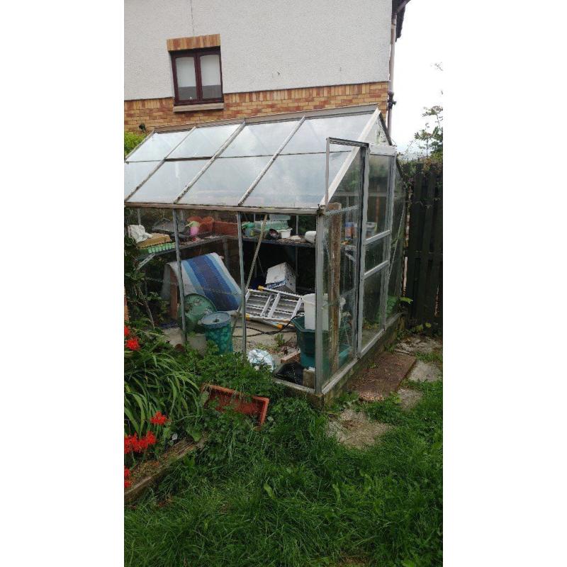 8x6 Free Greenhouse (183 x 250) needs a couple of pains of glass, You want it you dismantle it.