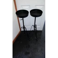 black metal pedestal stands for weddings or events