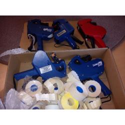 Pricing Guns x 6 pcs + large quantity of pricing rolls