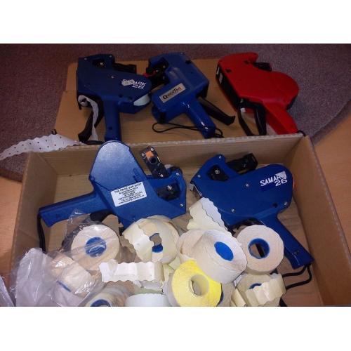 Pricing Guns x 6 pcs + large quantity of pricing rolls