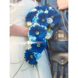 Navy, Blue and Ivory Silk Wedding Flowers - Roses and Gerbera