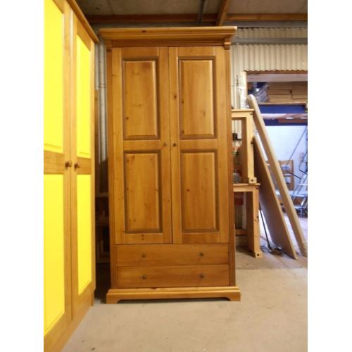 Solid Pine, 2 door, 2 drawer wardrobe, antique pine finish, very solid wardrobe, excellent condition