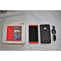 HTC ONE M7 RARE IN RED, UNLOCKED, USED, BOXED WITH OTTER-BOX CASE AND RECEIPT