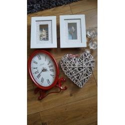 Table clock and plate on red colour /living room/bedroom and bathroom pictures decoration's.....