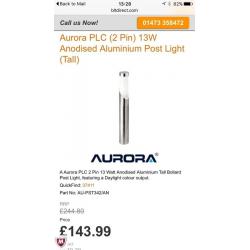 Aurora modern 2pin 13w anodised aluminium post light X 10