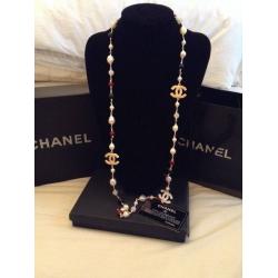 Chanel red pearls