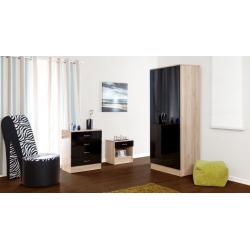 NEW 3piece bedroom set - wardrobe, chest of drawers, bedside - Black or Black/serrano