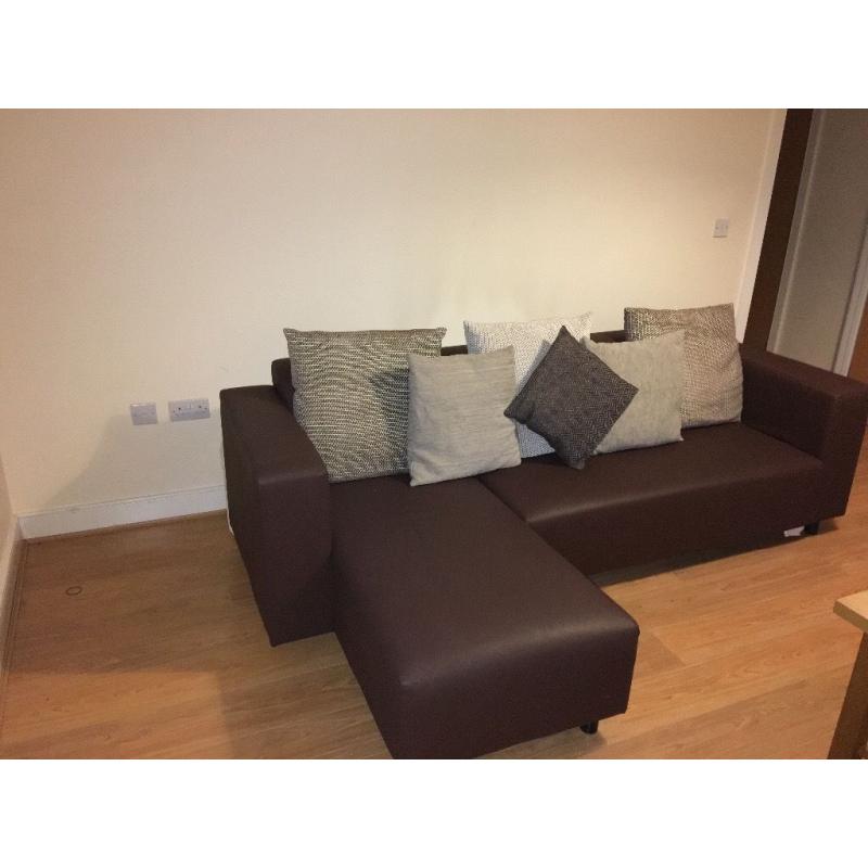 Brown corner sofa