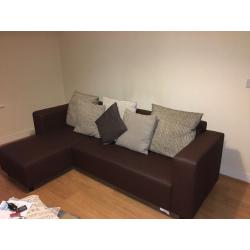 Brown corner sofa