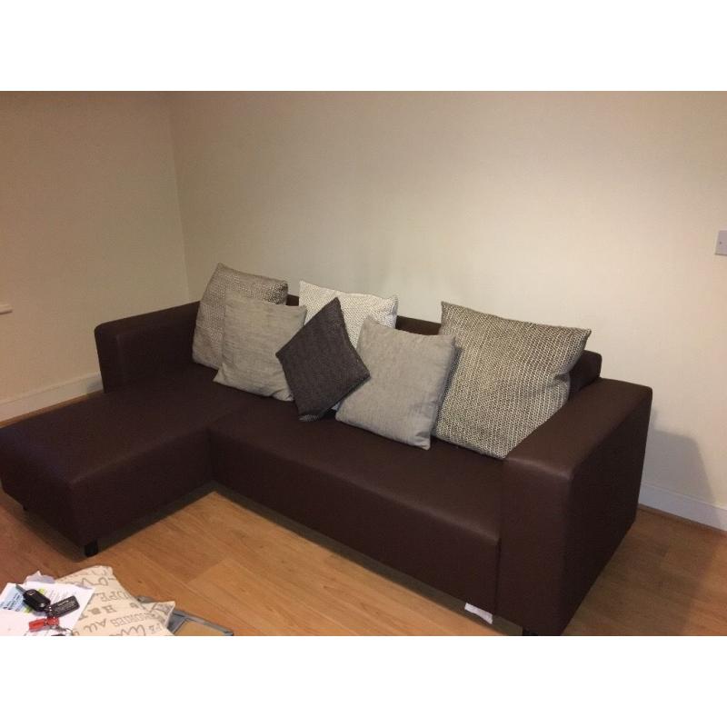 Brown corner sofa