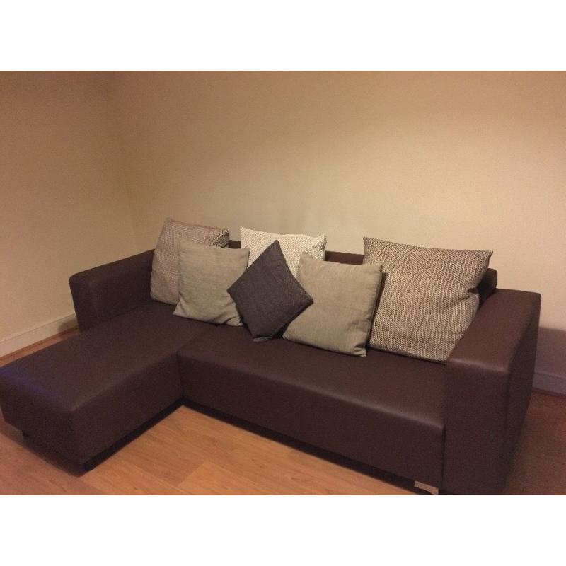 Brown corner sofa