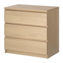 IKEA Malm 3 Drawer Chest ( Light Oak )