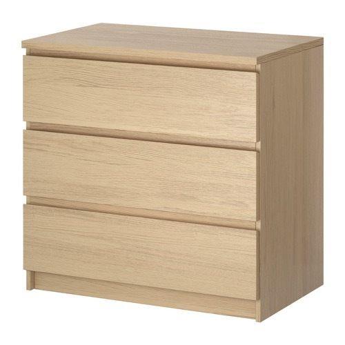 IKEA Malm 3 Drawer Chest ( Light Oak )