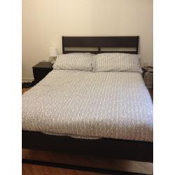 Brown Bedroom with IKEA Trysil double bed and Brusali wardrobe
