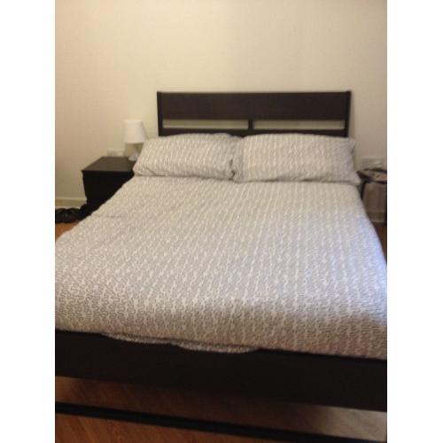 Brown Bedroom with IKEA Trysil double bed and Brusali wardrobe